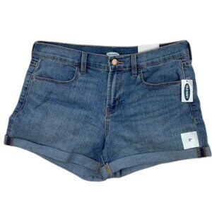 Old Navy High Rise Cuffed Denim Shorts Women’s 8‎ Blue 3 Inch Inseam Casual NWT